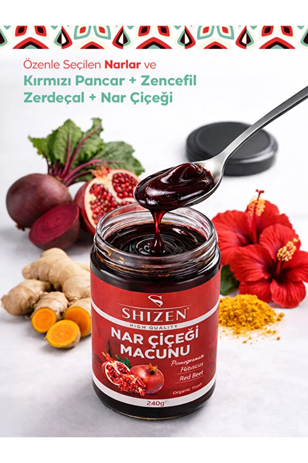 Shizen Nar Çiçeği Macunu 240g Bitkisel Karışım Hibiskus Pancar İçerikli Doğal Macun