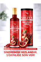 Shizen Nar Çiçeği Sirkesi 330 ml Doğal Fermente Hibiskus Pancar İçerikli Bitkisel Sirke