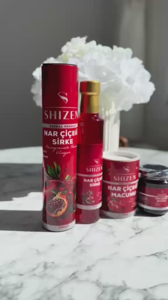 Shizen Nar Çiçeği Sirkesi 330 ml Doğal Fermente Hibiskus Pancar İçerikli Bitkisel Sirke